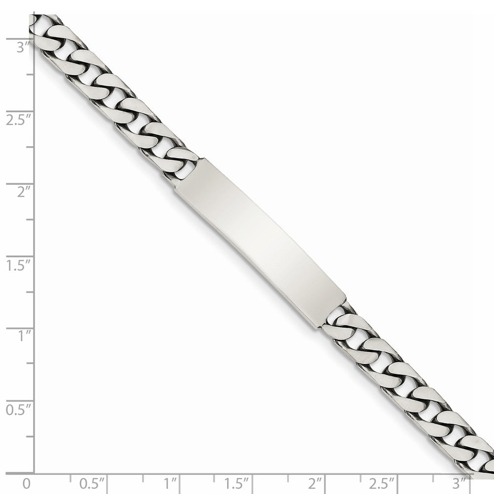 Quality Gold Sterling Silver 7inch Engraveable Antiqued Curb Link ID Bracelet