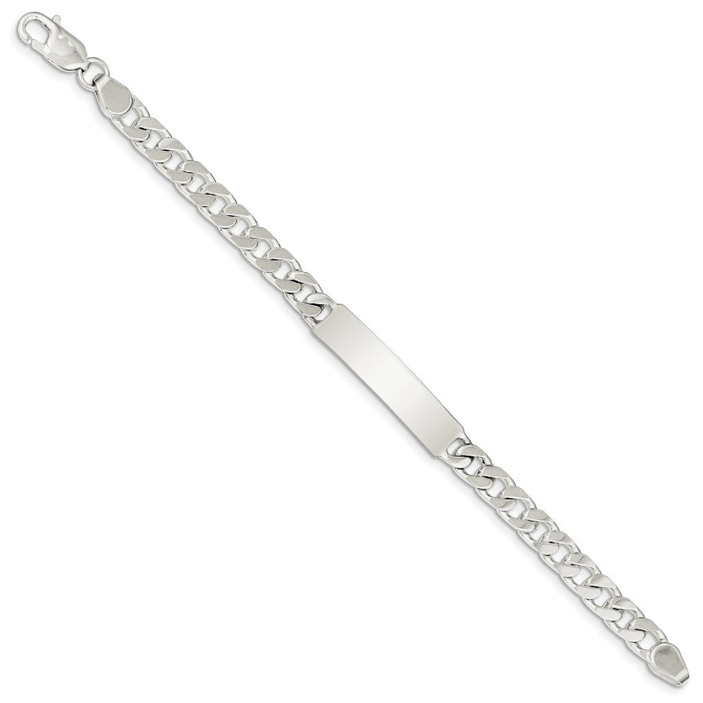 Quality Gold Sterling Silver 8inch Polished Engraveable Curb Link ID Bracelet