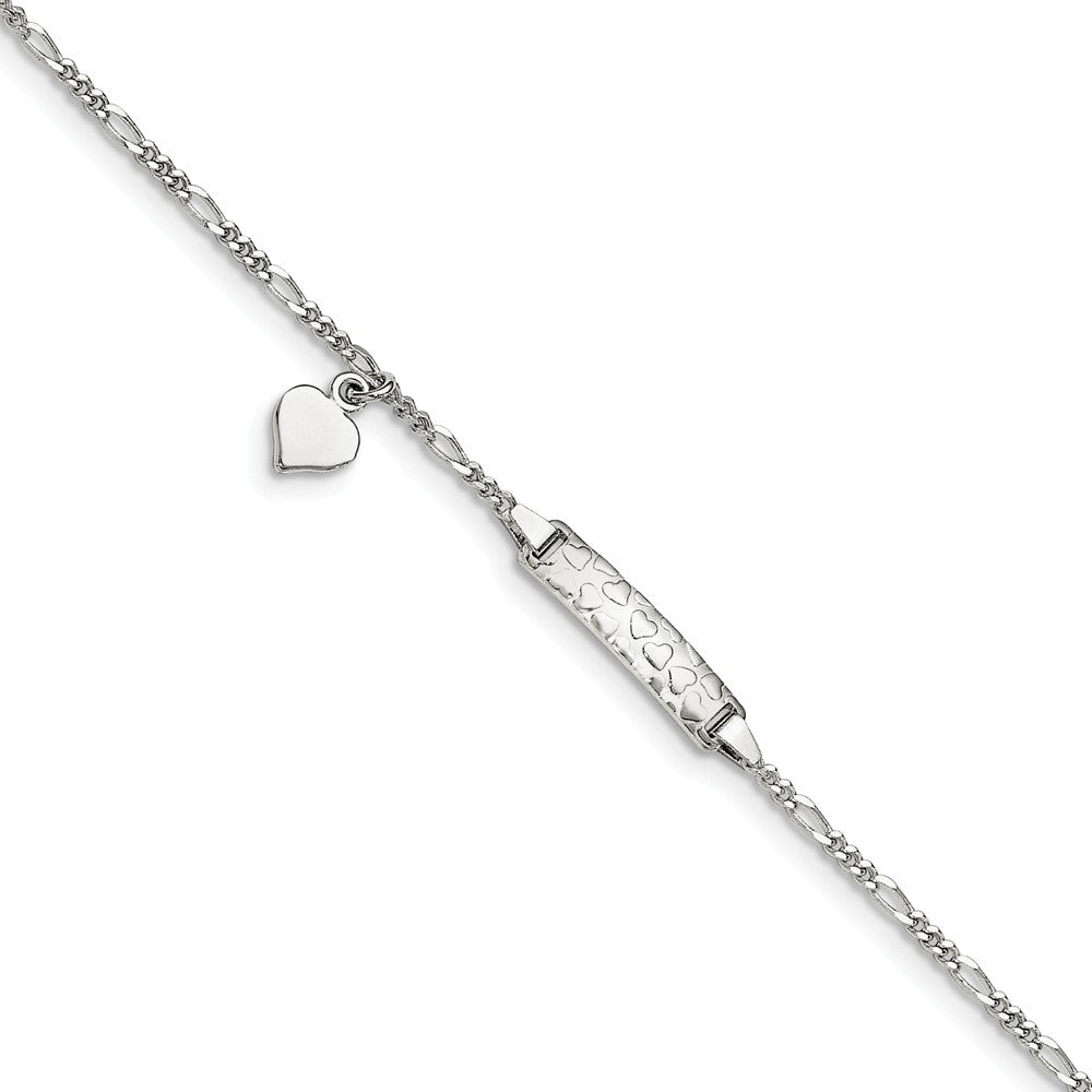 Quality Gold Sterling Silver Heart Plate with Heart .75in ext. Children's Bracelet