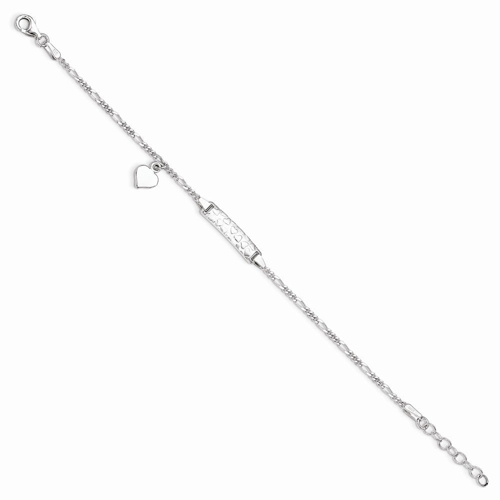 Quality Gold Sterling Silver Heart Plate with Heart .75in ext. Children's Bracelet