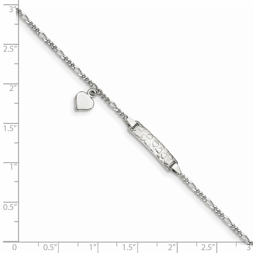 Quality Gold Sterling Silver Heart Plate with Heart .75in ext. Children's Bracelet