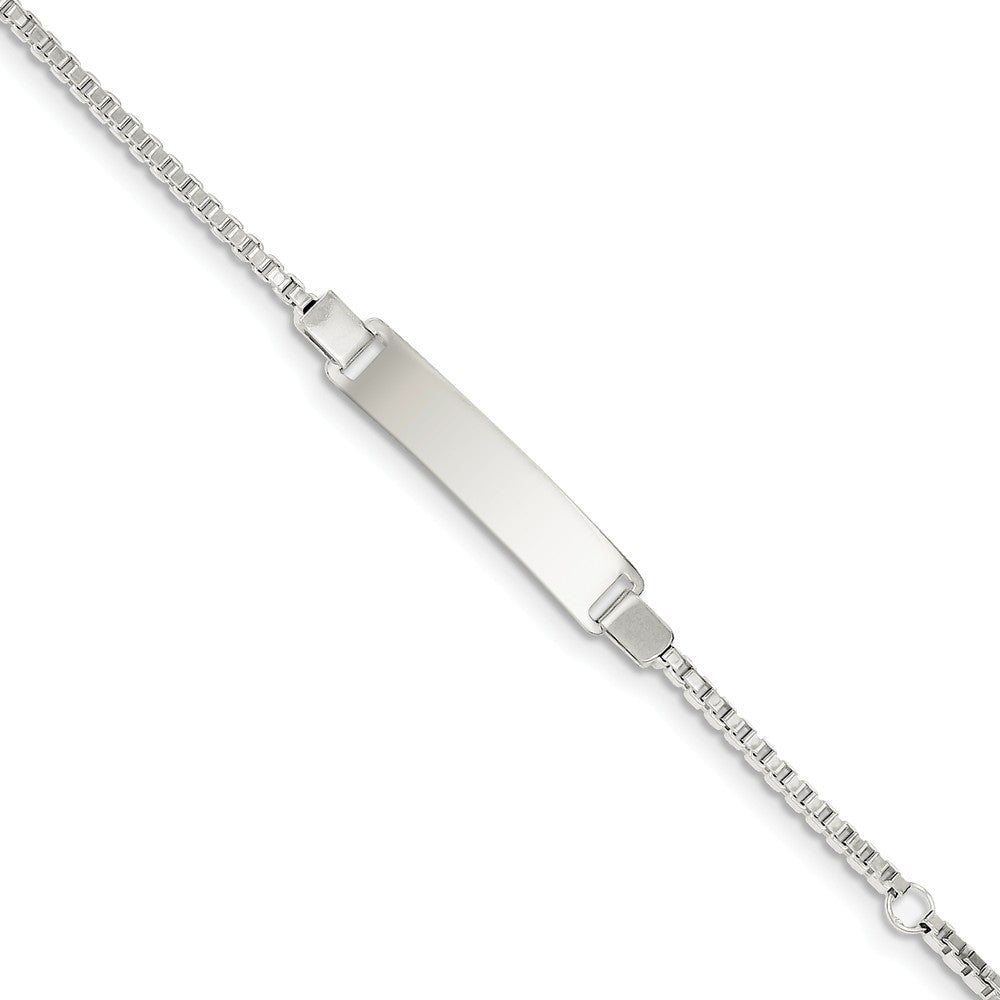 Quality Gold Sterling Silver Engraveable Childrens ID on Box Chain Bracelet