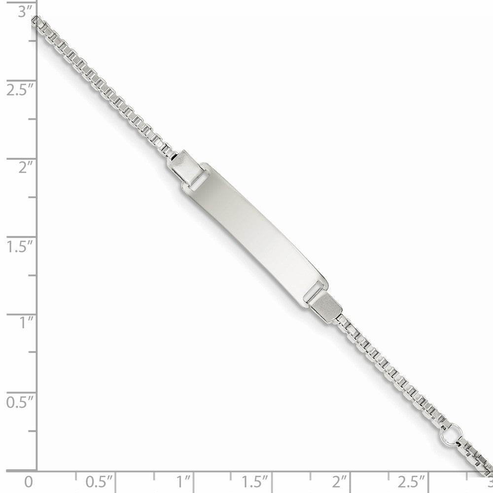 Quality Gold Sterling Silver Engraveable Childrens ID on Box Chain Bracelet