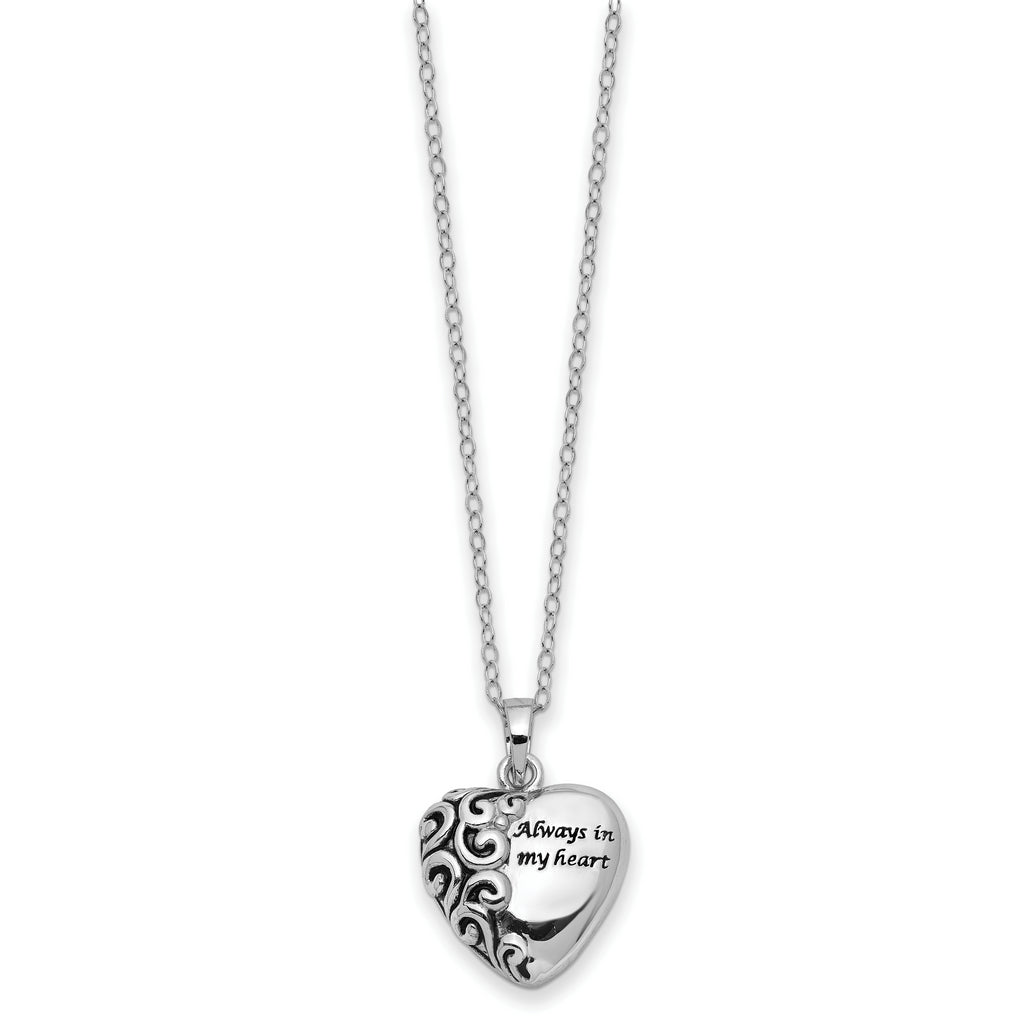 Quality Gold Sentimental Expressions Sterling Silver Antiqued Heart Remembrance Ash Holder 18 Inch Necklace