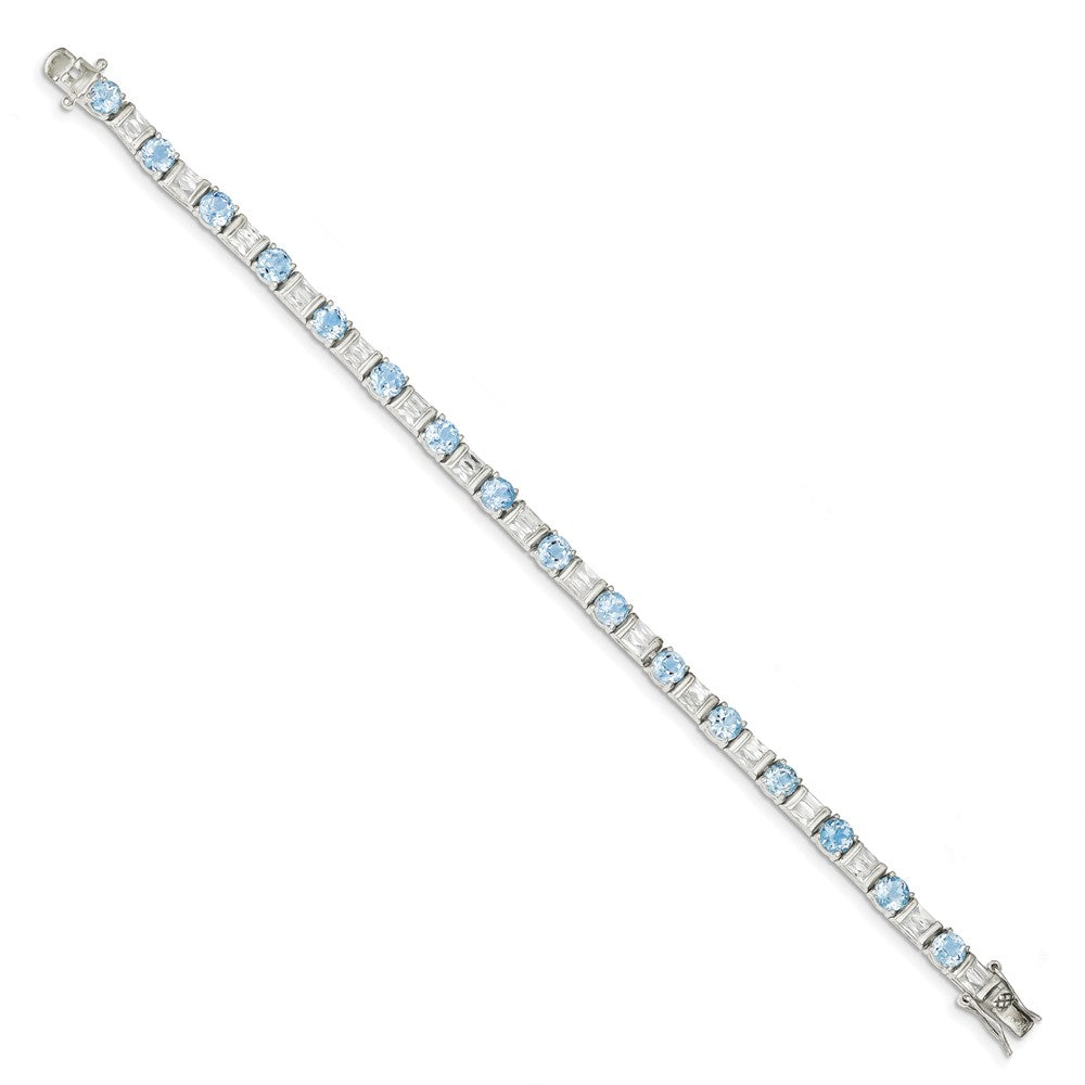Quality Gold Sterling Silver BlueTopaz & CZ Bracelet