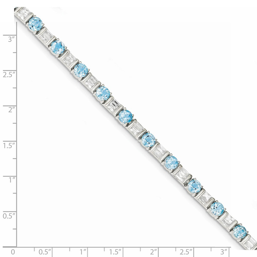 Quality Gold Sterling Silver BlueTopaz & CZ Bracelet