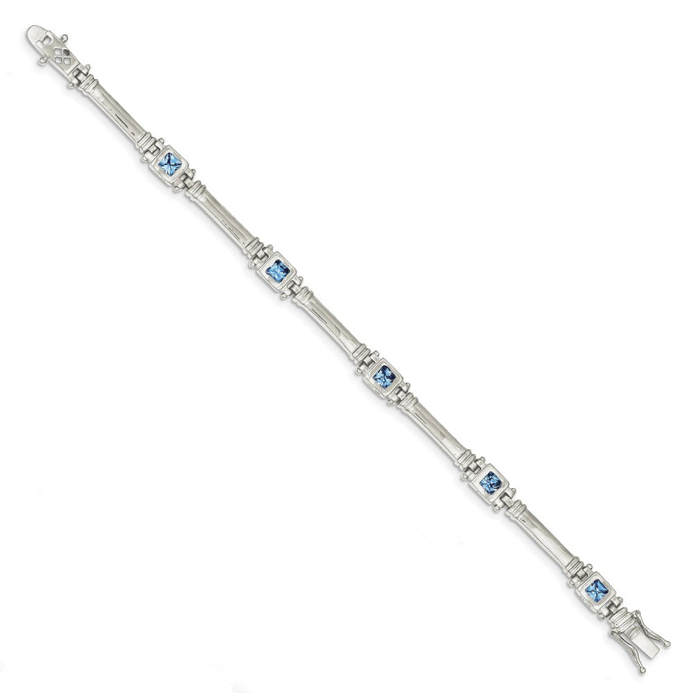 Quality Gold Sterling Silver Rhodium-plated Blue Topaz Bracelet