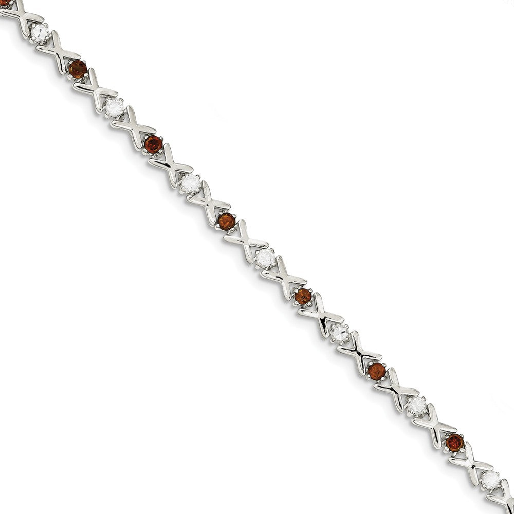 Quality Gold Sterling Silver Garnet & CZ Bracelet