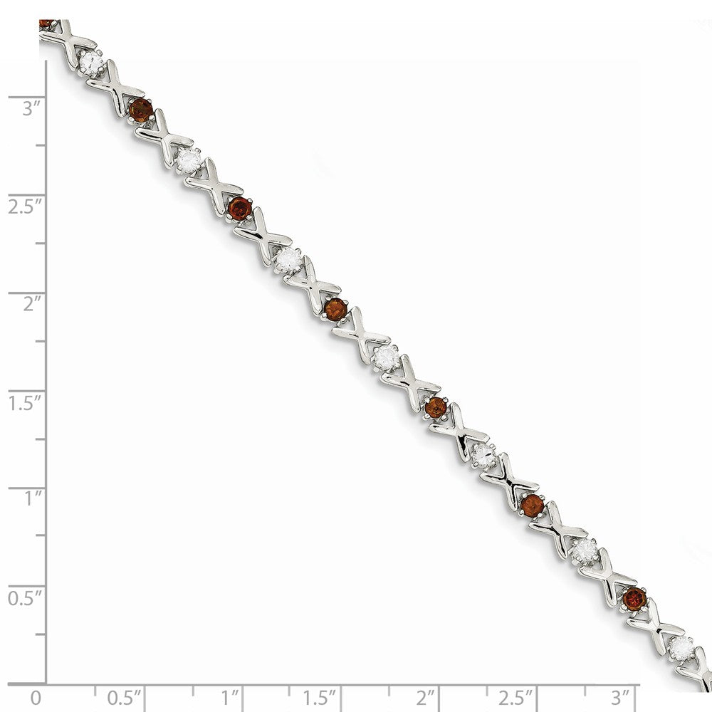 Quality Gold Sterling Silver Garnet & CZ Bracelet