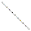 Quality Gold Sterling Silver Rhodium Plated Multicolored Gemstone Heart Bracelet