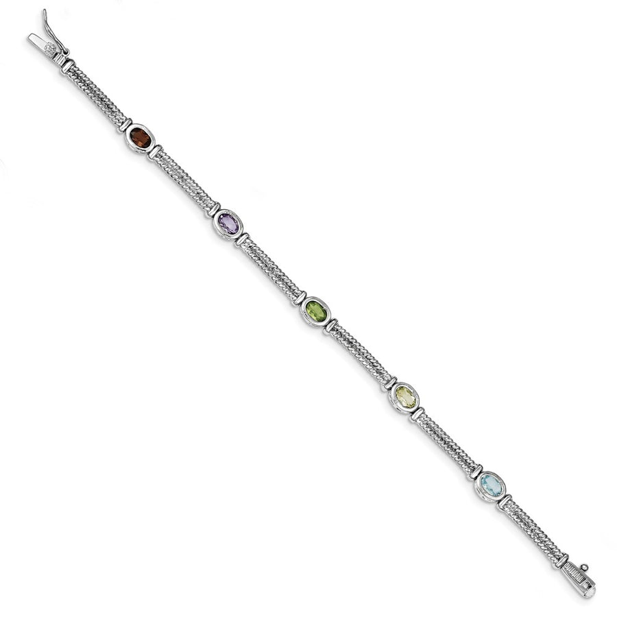 Quality Gold Sterling Silver Rhodium Plated Multi-Color Semi-Precious Bracelet