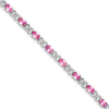 Quality Gold Sterling Silver Rhodium-plated 7inch Pink CZ Bracelet