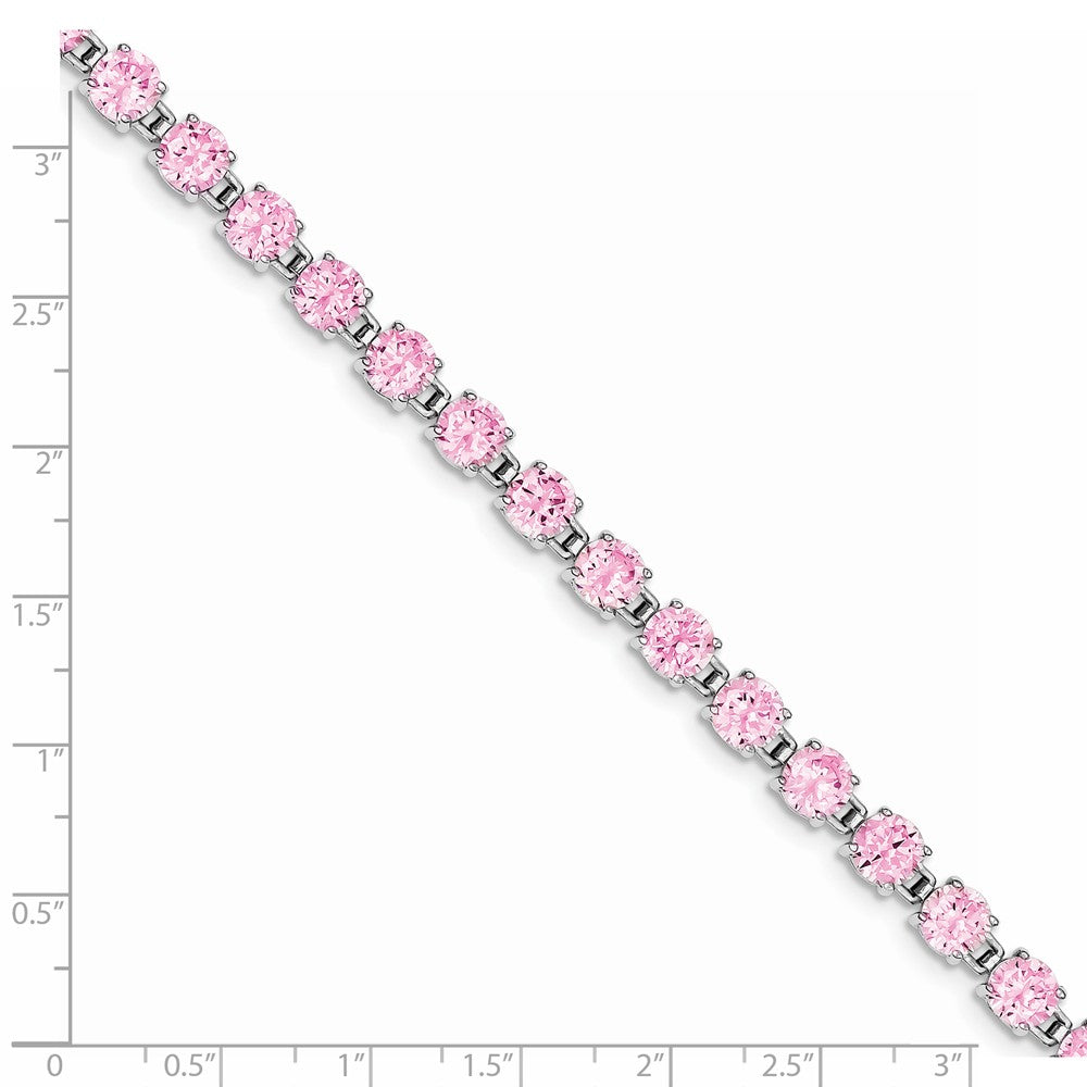 Quality Gold Sterling Silver Rhodium-plated 7 inch Pink CZ Bracelet