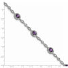 Quality Gold Sterling Silver Rhodium-plated Purple and Clear CZ Bracelet