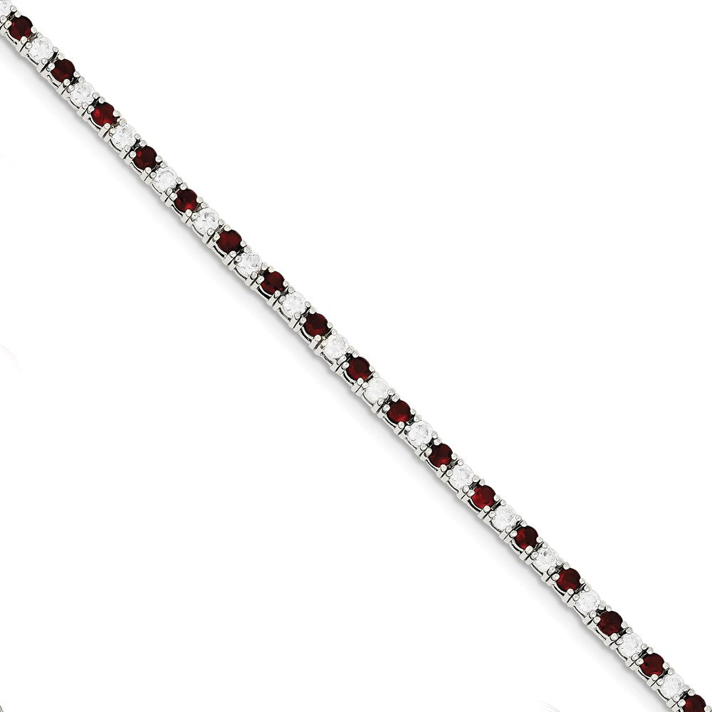 Quality Gold Sterling Silver 7inch Red and White CZ Bracelet