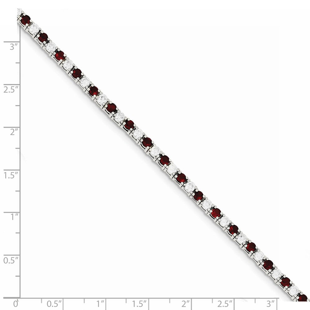 Quality Gold Sterling Silver 7inch Red and White CZ Bracelet