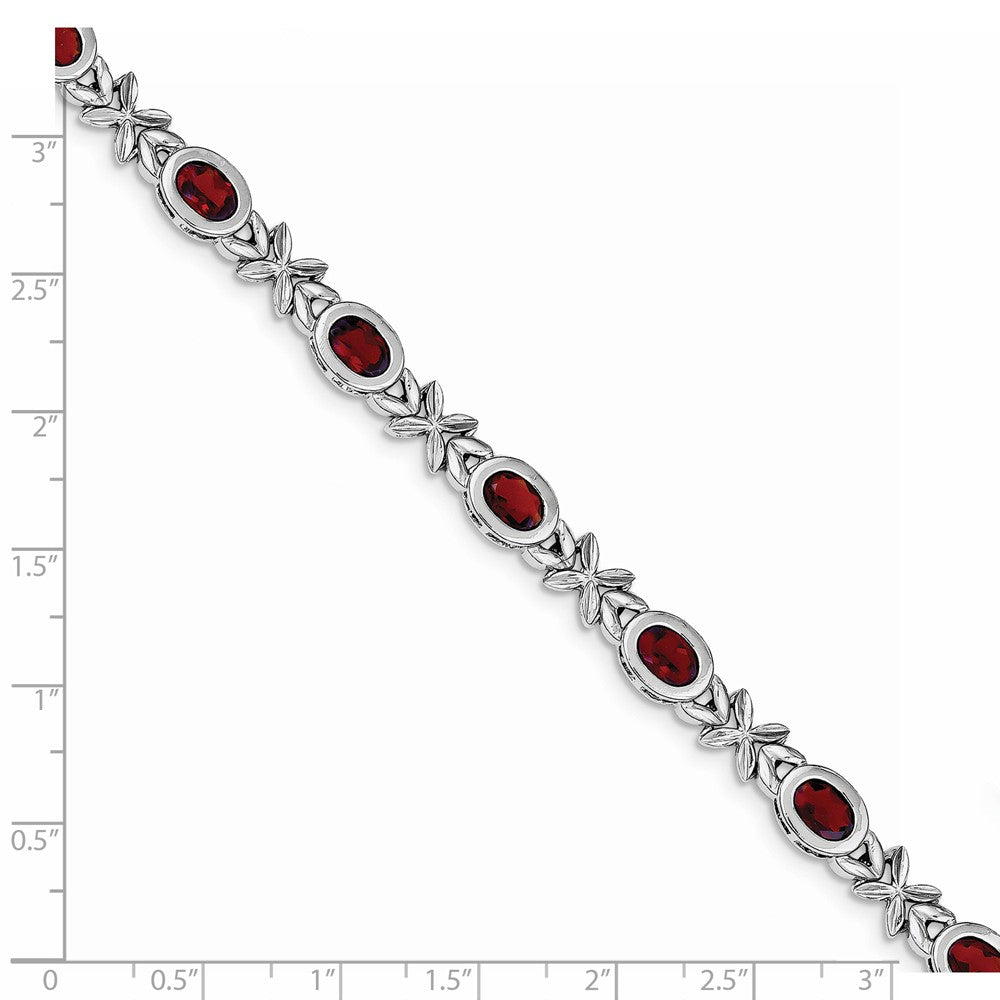 Quality Gold Sterling Silver Rhodium Plated Garnet Bracelet