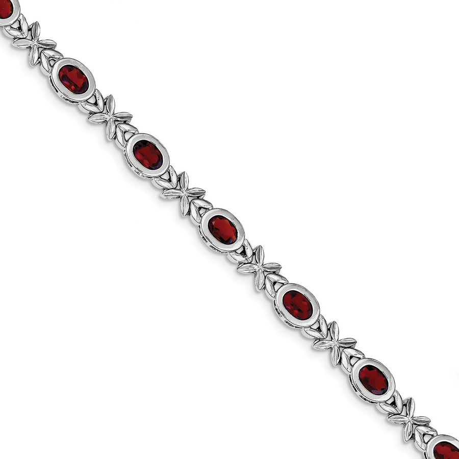 Quality Gold Sterling Silver Rhodium Plated Garnet Bracelet