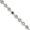 Quality Gold Sterling Silver Rhodium Plated 6.5inch Multicolored Gemstone Bracelet