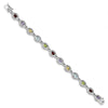 Quality Gold Sterling Silver Rhodium Plated 7inch Rainbow Semi Precious Stone Bracelet