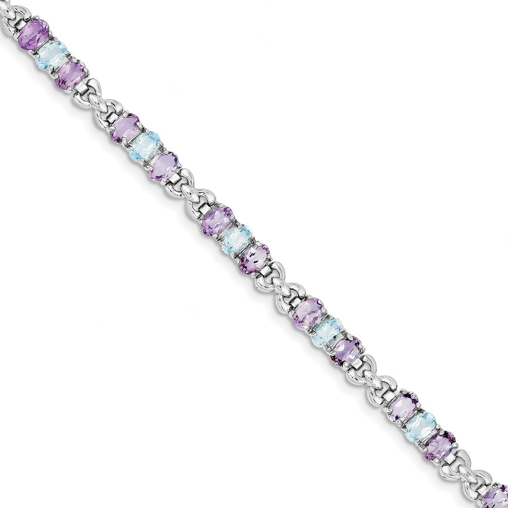 Quality Gold Sterling Silver Rhodium-plated Amethyst and Blue Topaz Bracelet