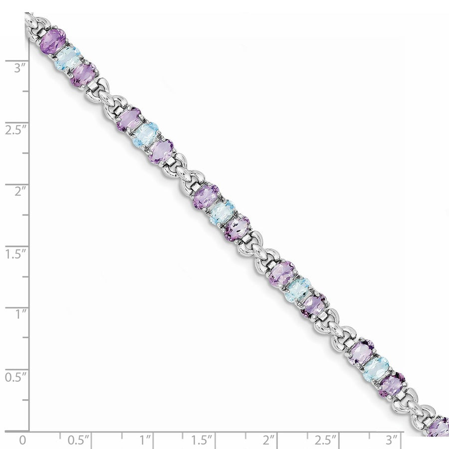 Quality Gold Sterling Silver Rhodium-plated Amethyst and Blue Topaz Bracelet