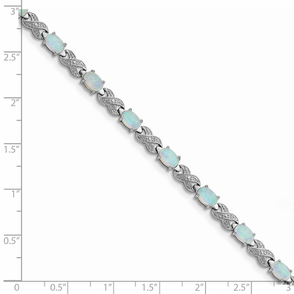 Quality Gold Sterling Silver Rhodium Plated 7inch Created Opal & Illusion Bracelet