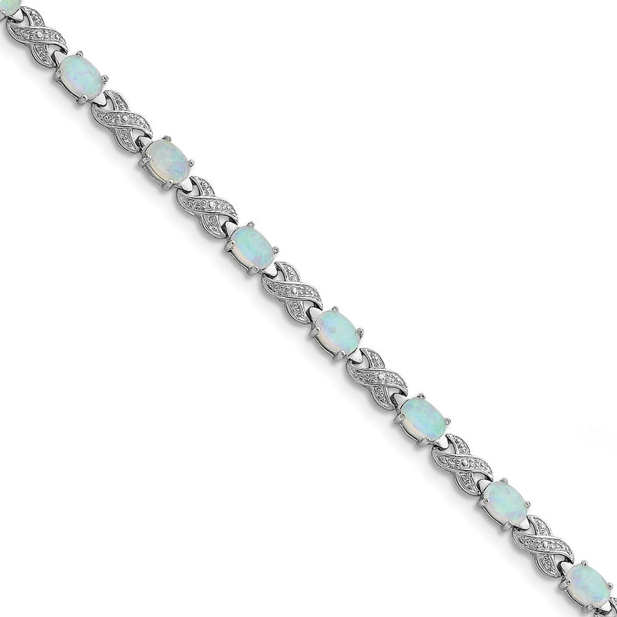 Quality Gold Sterling Silver Rhodium Plated 7inch Created Opal & Illusion Bracelet