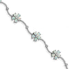 Quality Gold Sterling Silver Rhodium-plated 7inch Created Opal & CZ Flower Bracelet