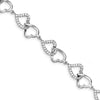 Quality Gold Sterling Silver Rhodium-plated CZ Heart Bracelet