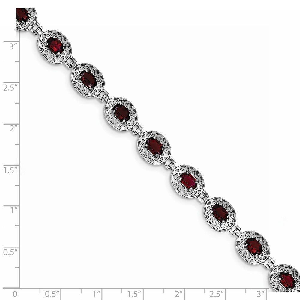 Quality Gold Sterling Silver Rhodium Plated Garnet Filigree Bracelet