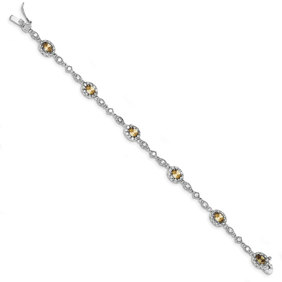 Quality Gold Sterling Silver Rhodium Plated 7inch Champagne CZ Bracelet