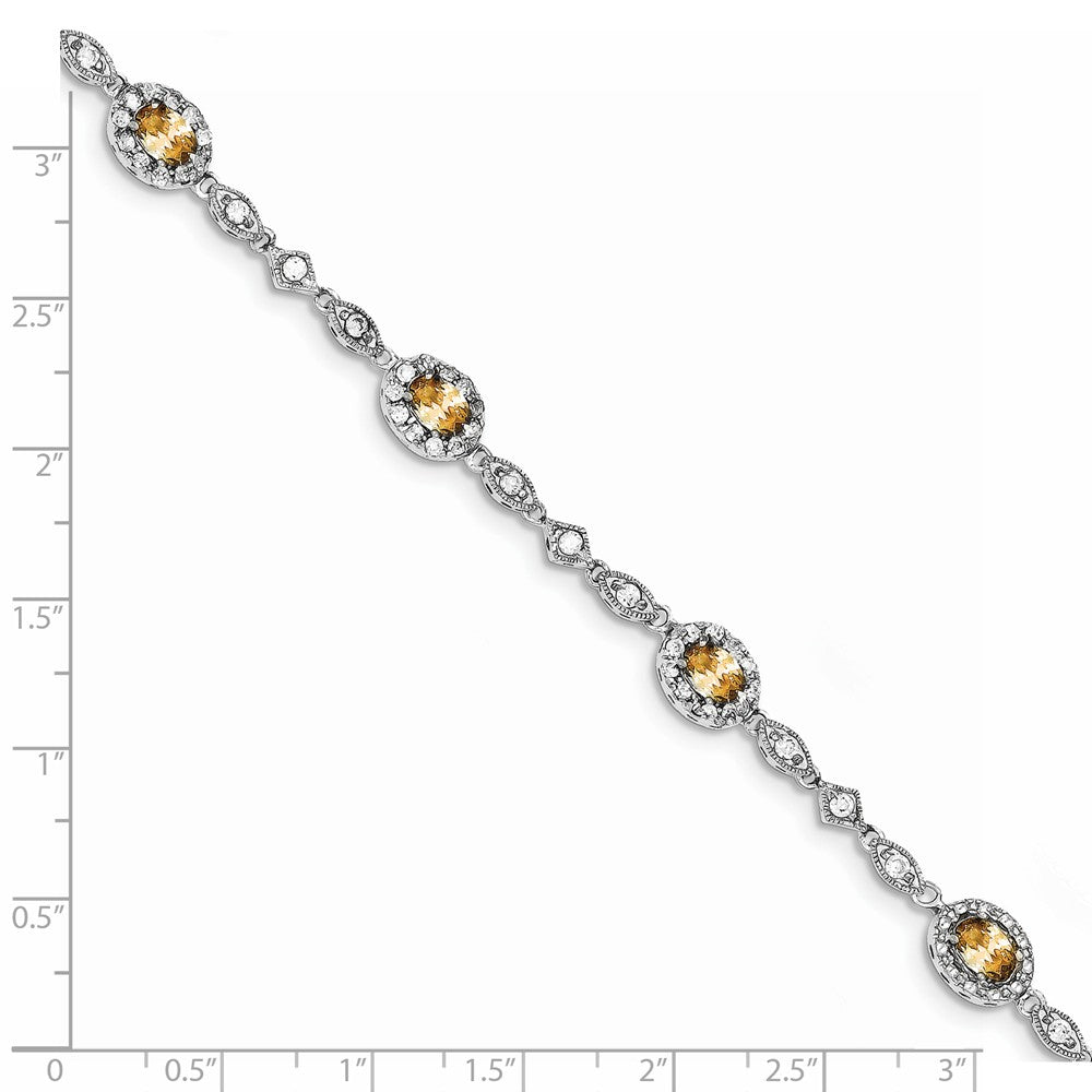 Quality Gold Sterling Silver Rhodium Plated 7inch Champagne CZ Bracelet