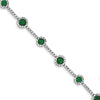 Quality Gold Sterling Silver Rhodium-plated 7.25inch Green and Clear CZ Bracelet