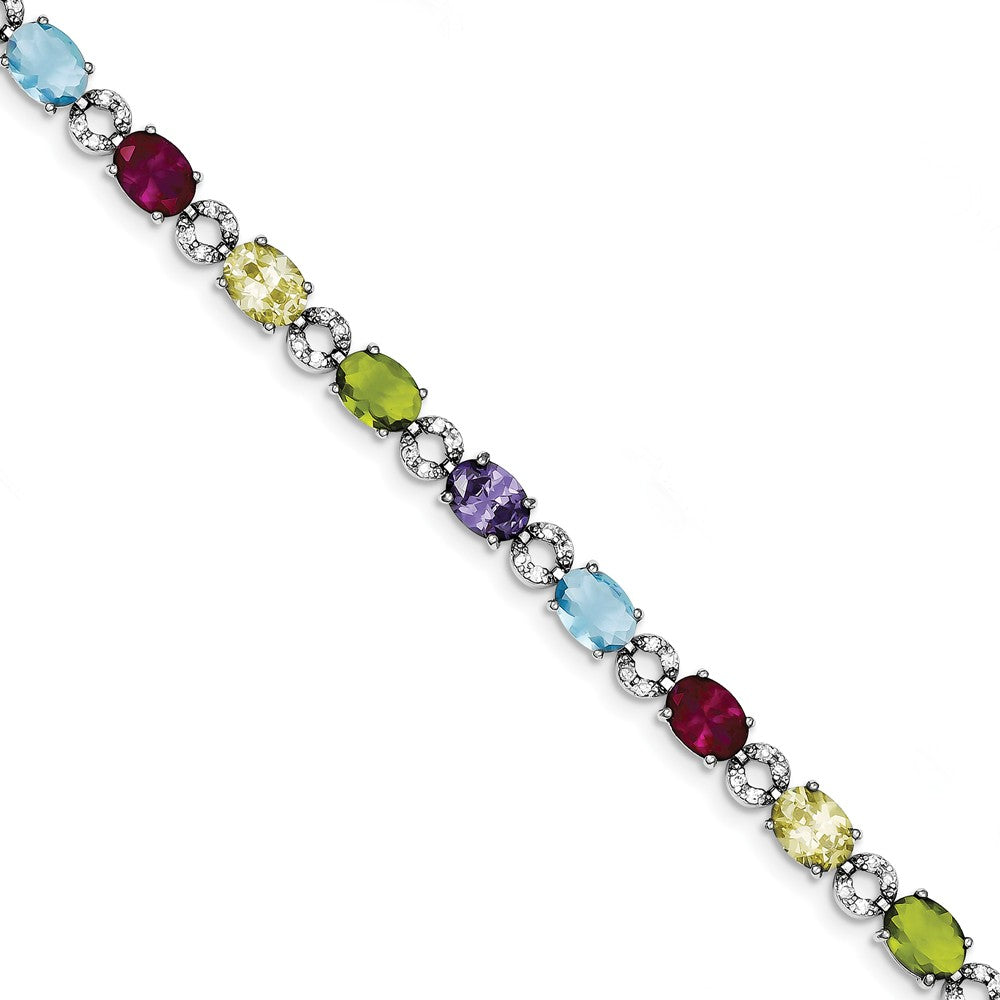 Quality Gold Sterling Silver 7inch Multicolor CZ Bracelet