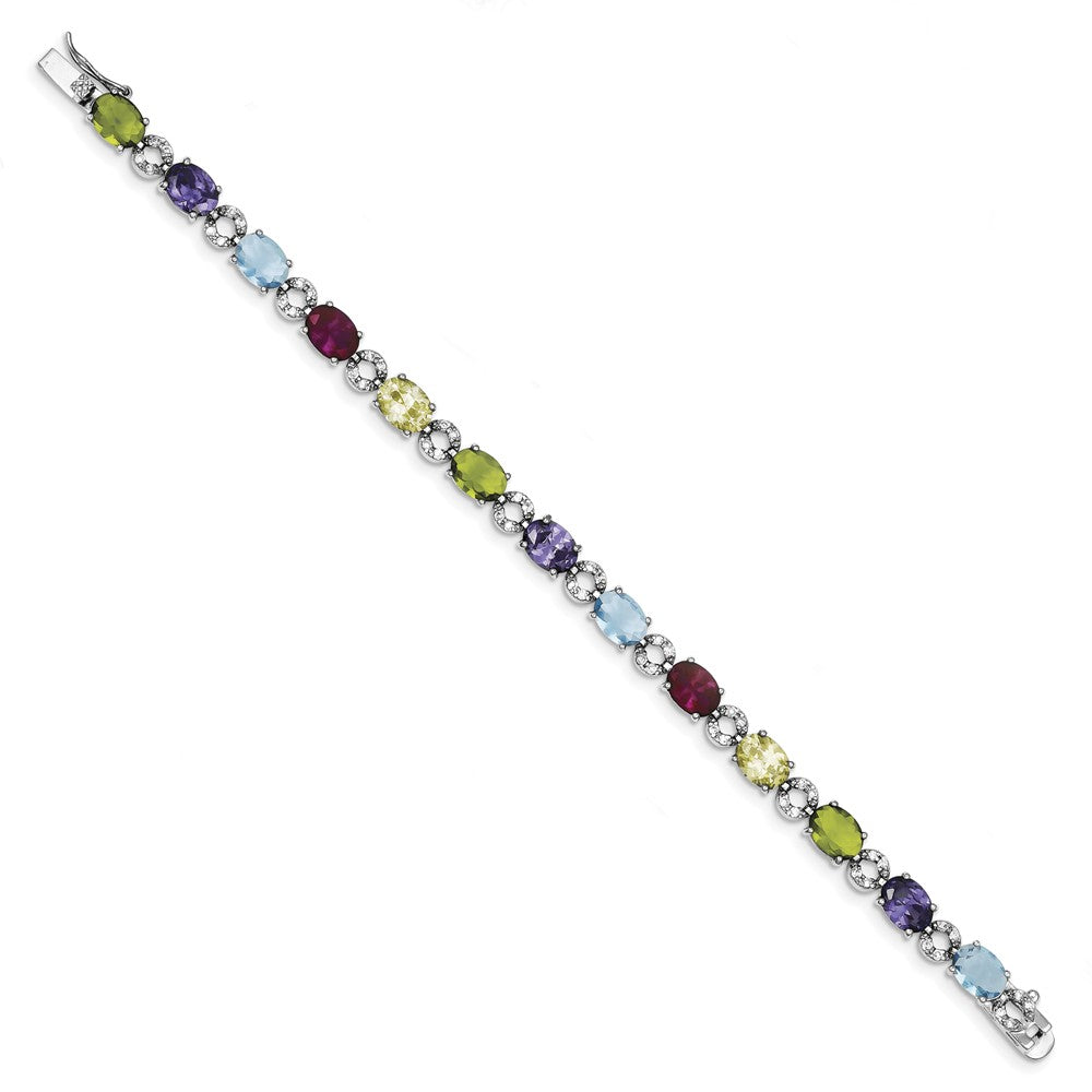 Quality Gold Sterling Silver 7inch Multicolor CZ Bracelet