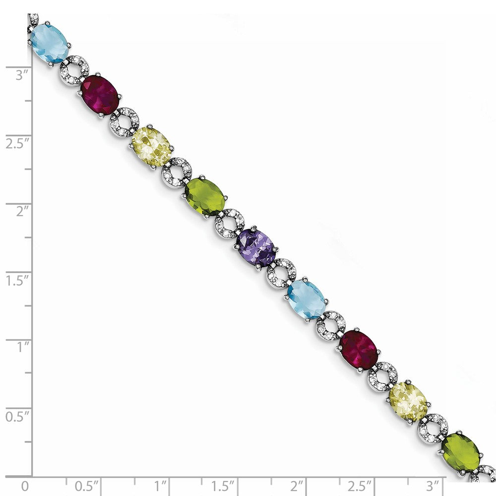 Quality Gold Sterling Silver 7inch Multicolor CZ Bracelet