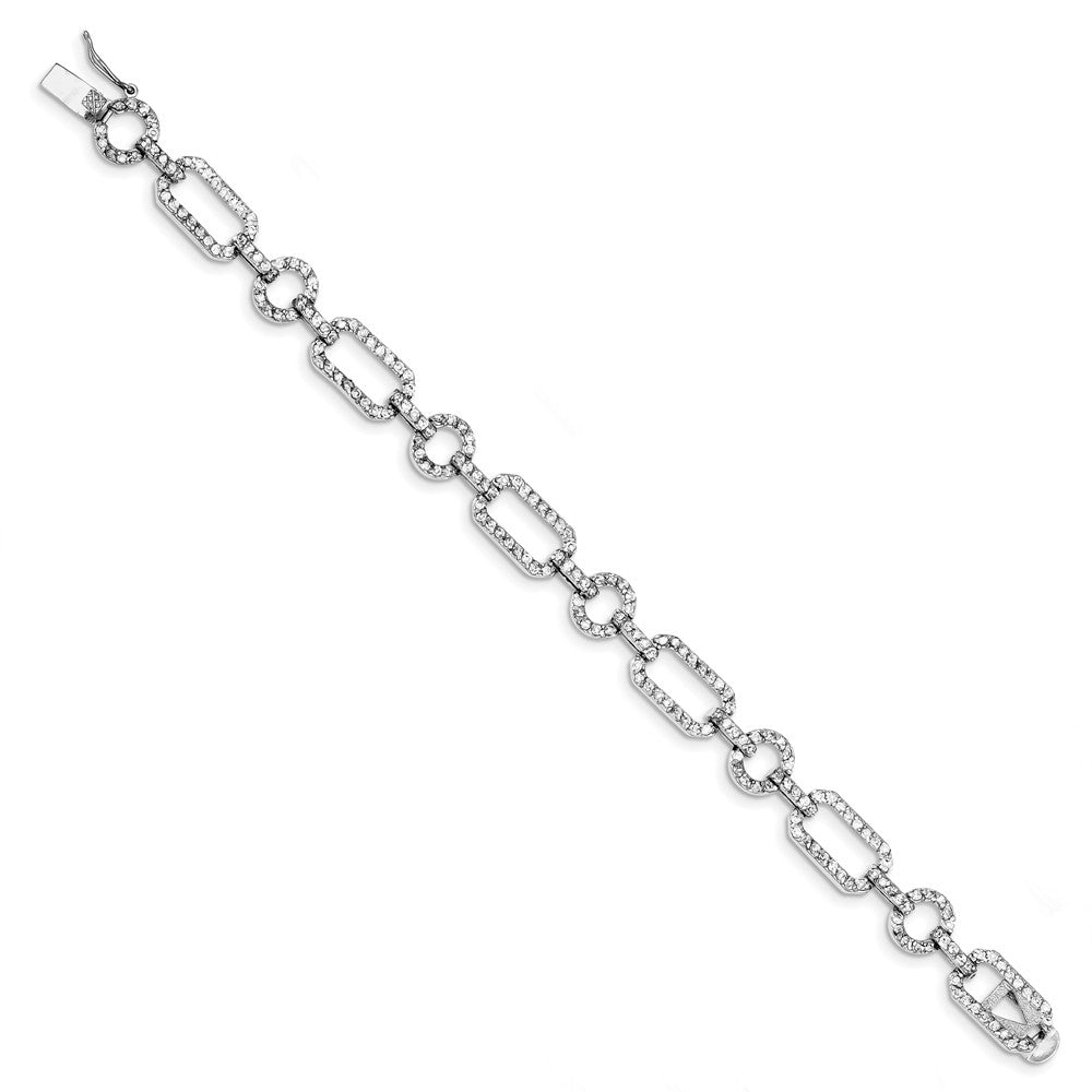 Quality Gold Sterling Silver Rhodium-plated CZ Link Bracelet