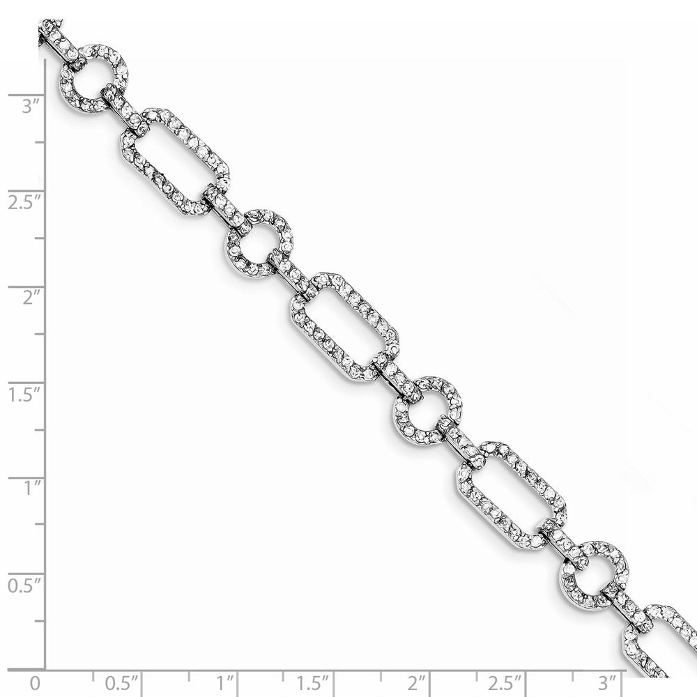 Quality Gold Sterling Silver Rhodium-plated CZ Link Bracelet