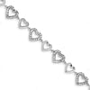 Quality Gold Sterling Silver Rhodium-plated 7in Polished & CZ Hearts Bracelet