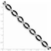 Quality Gold Sterling Silver Rhodium 7.5in Black & White CZ Circle & Bar Link Bracelet