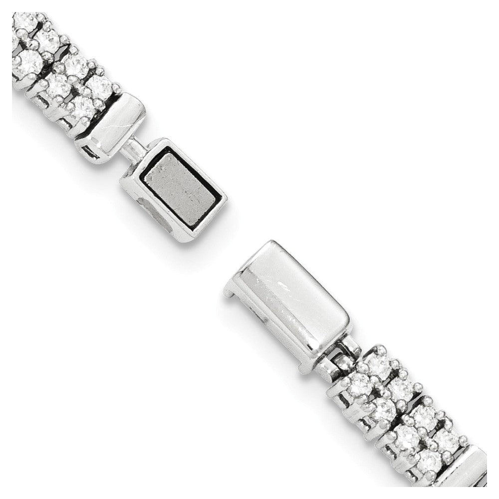 Quality Gold Sterling Silver Rhodium-plated CZ Magnetic Clasp Bracelet