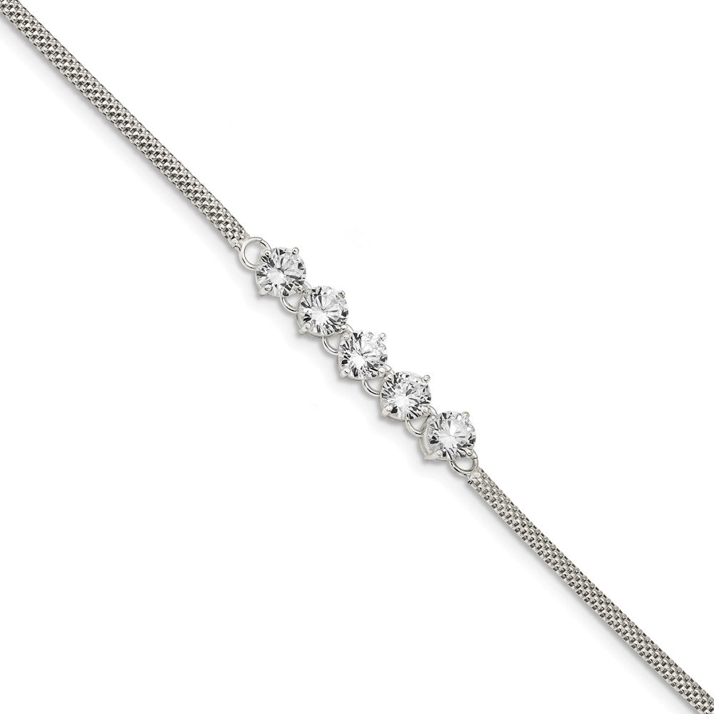 Quality Gold Sterling Silver CZ 7.5in 5-stone Bracelet