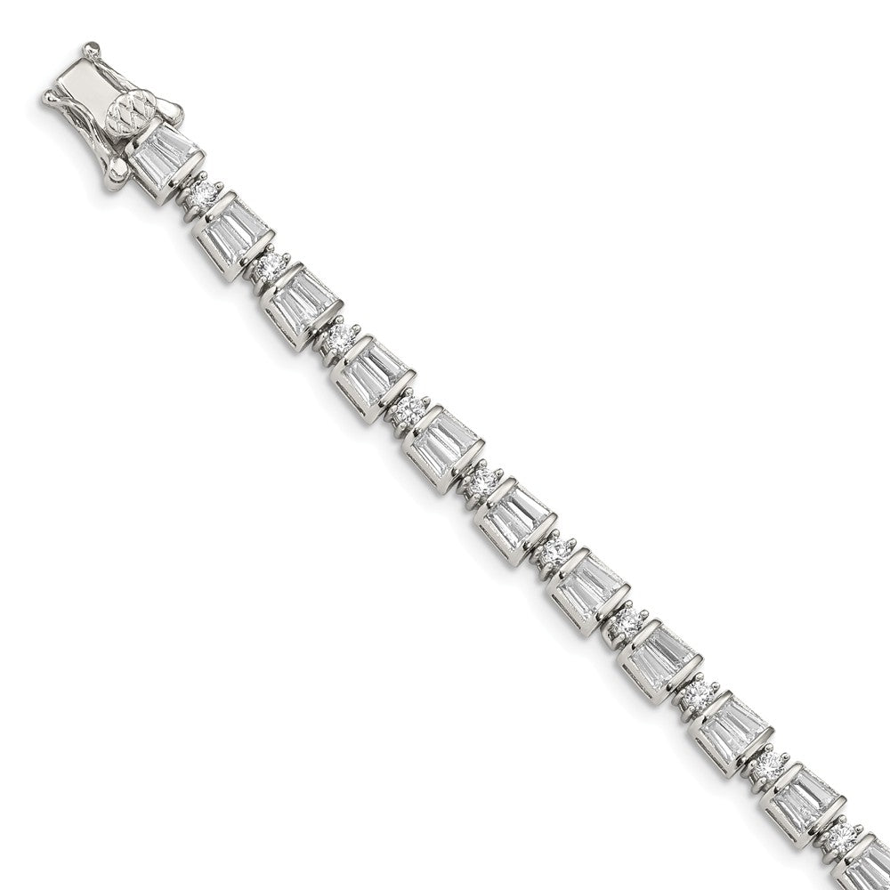 Quality Gold Sterling Silver Baguette & Round CZ Bracelet
