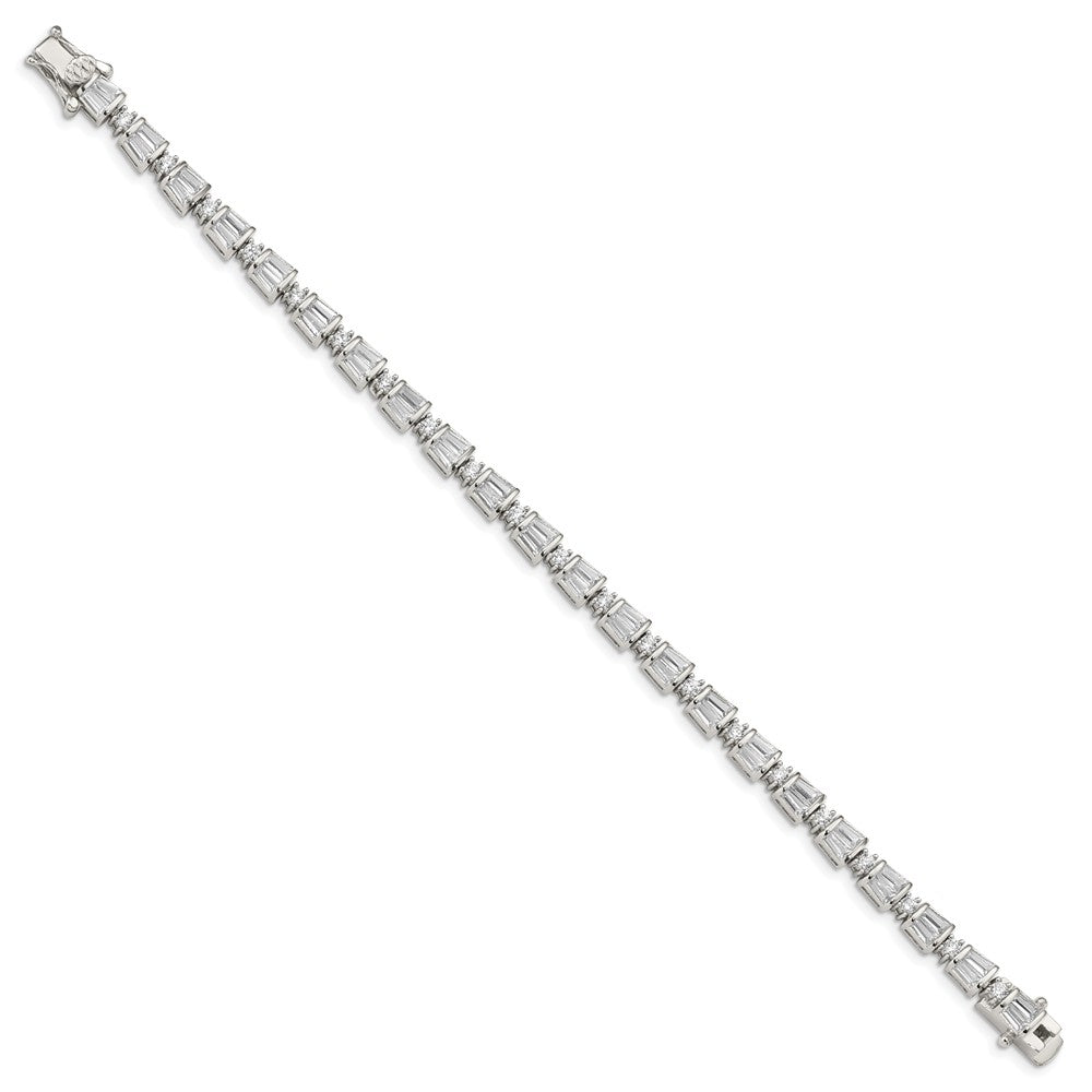 Quality Gold Sterling Silver Baguette & Round CZ Bracelet