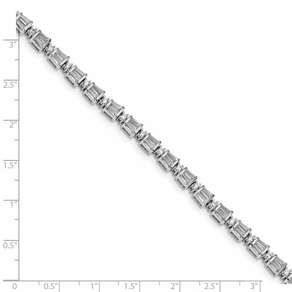 Quality Gold Sterling Silver Baguette & Round CZ Bracelet