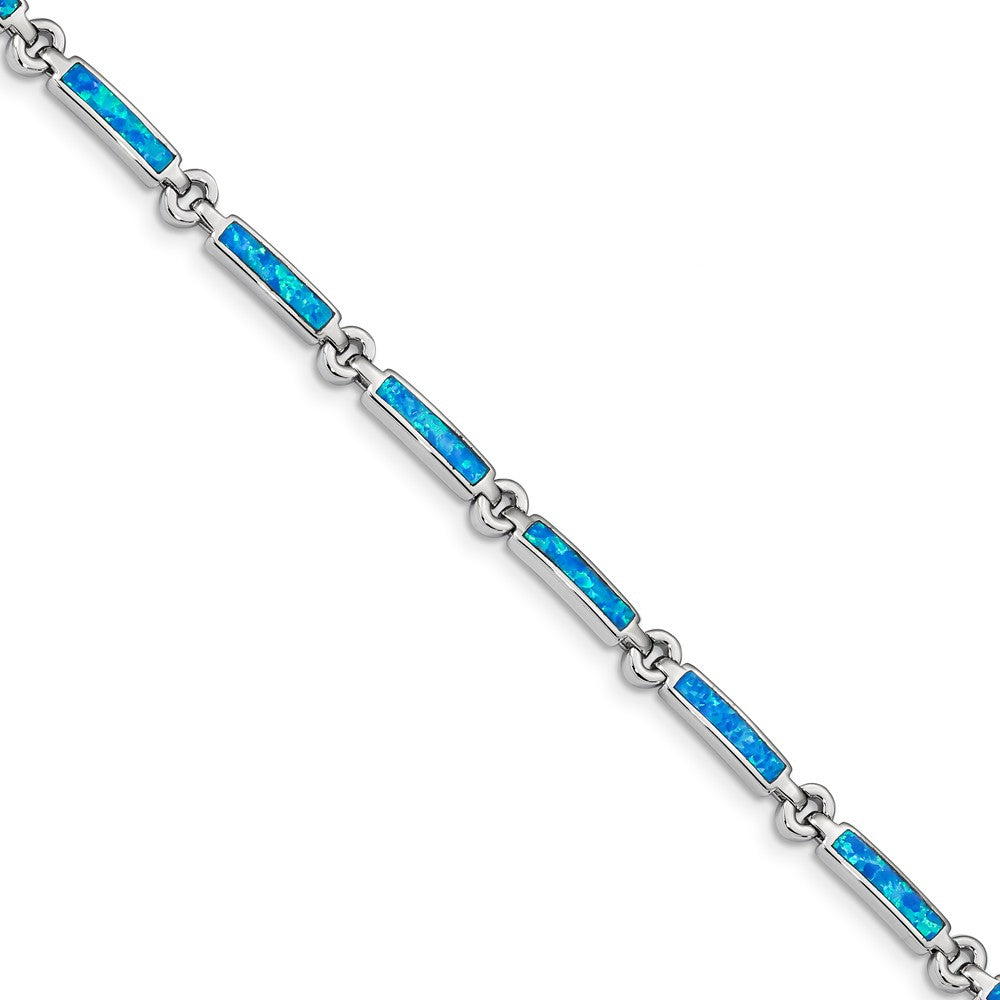 Quality Gold Sterling Silver Rhodium-plated Created Opal Bars Bracelet