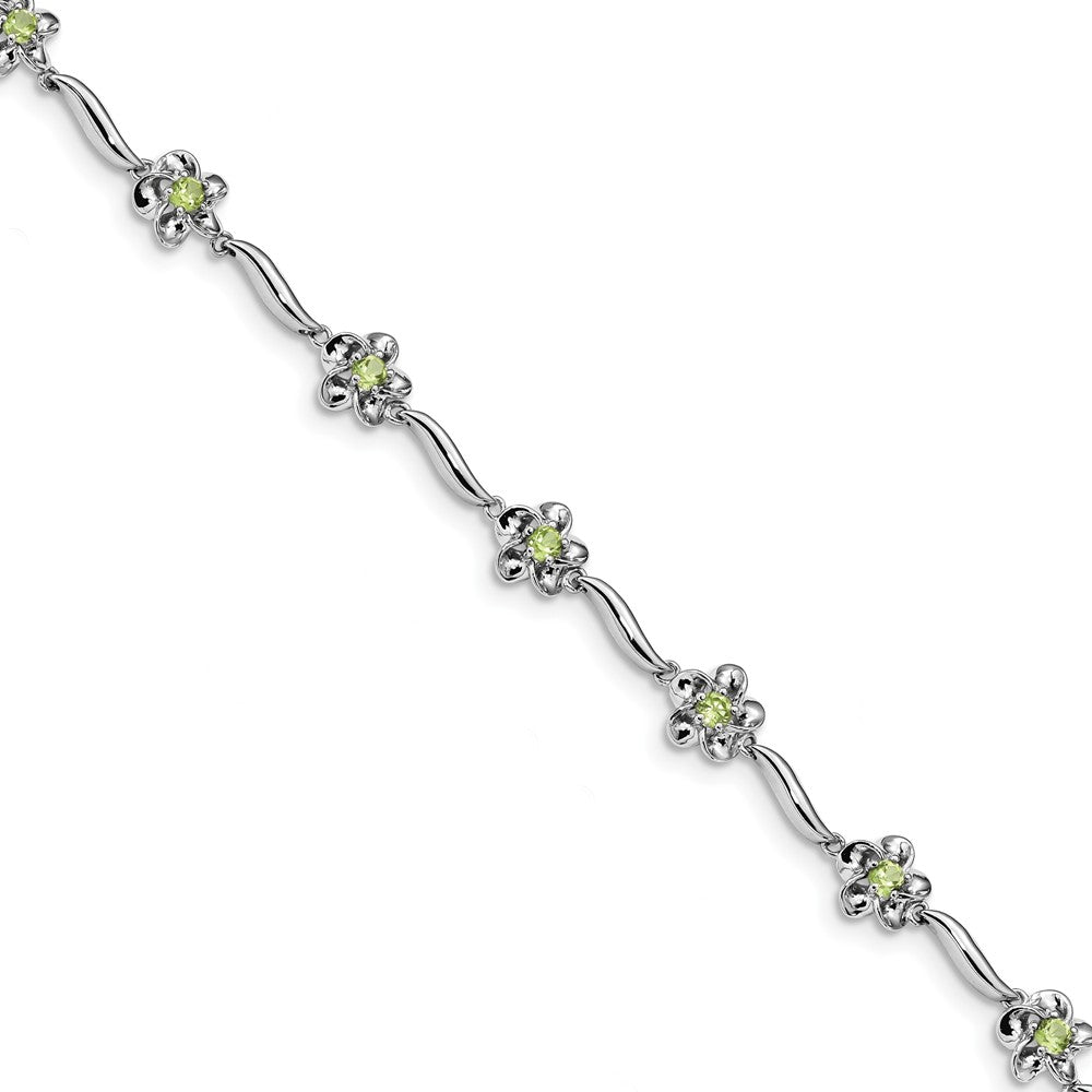 Quality Gold Sterling Silver Rhodium-plated Floral Peridot Bracelet