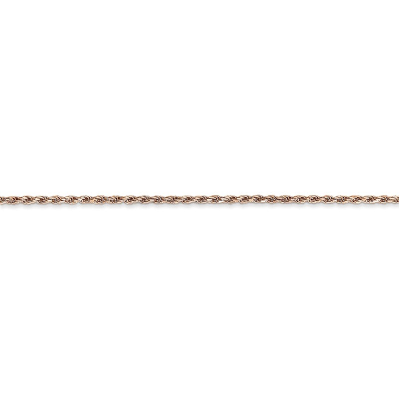 Quality Gold 14k Rose Gold 1.5mm Diamond-cut Rope Chain Anklet
