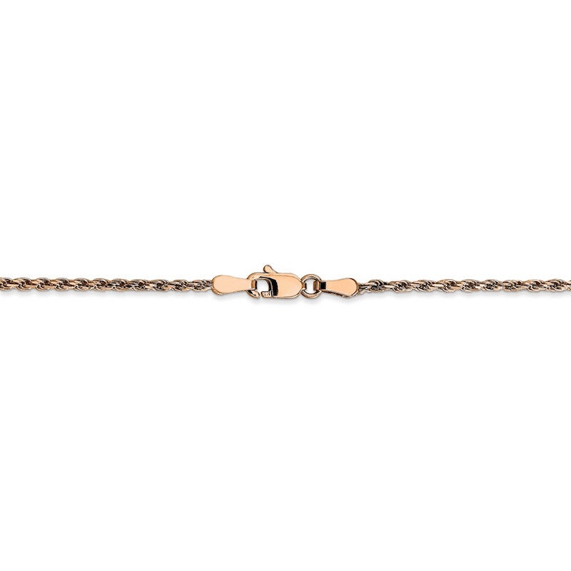 Quality Gold 14k Rose Gold 1.8mm Diamond-cut Rope Chain Anklet